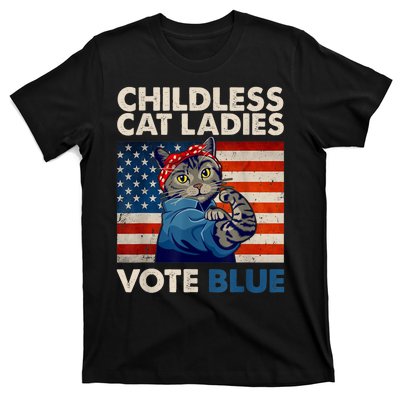 Childless Cat Ladies Vote Blue Vintage Cat Usa Flag T-Shirt