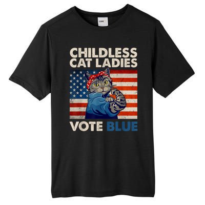 Childless Cat Ladies Vote Blue Vintage Cat Usa Flag Tall Fusion ChromaSoft Performance T-Shirt