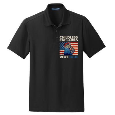 Childless Cat Ladies Vote Blue Vintage Cat Usa Flag Dry Zone Grid Polo