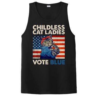 Childless Cat Ladies Vote Blue Vintage Cat Usa Flag PosiCharge Competitor Tank