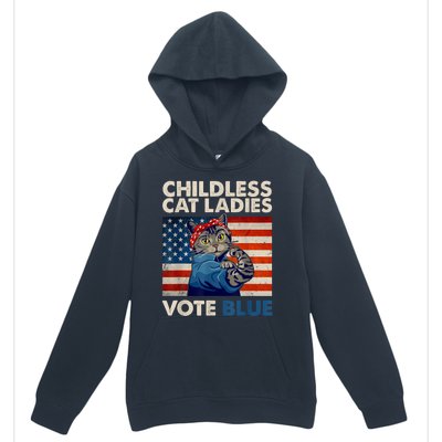 Childless Cat Ladies Vote Blue Vintage Cat Usa Flag Urban Pullover Hoodie