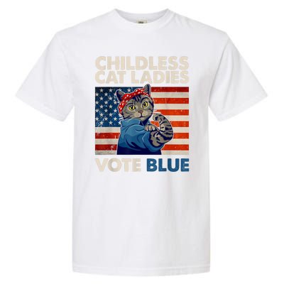 Childless Cat Ladies Vote Blue Vintage Cat Usa Flag Garment-Dyed Heavyweight T-Shirt