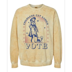 Childless Cat Ladies Vote Retro Election 2024 Usa Colorblast Crewneck Sweatshirt