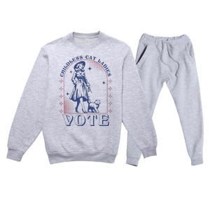 Childless Cat Ladies Vote Retro Election 2024 Usa Premium Crewneck Sweatsuit Set