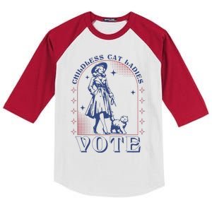 Childless Cat Ladies Vote Retro Election 2024 Usa Kids Colorblock Raglan Jersey