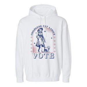 Childless Cat Ladies Vote Retro Election 2024 Usa Garment-Dyed Fleece Hoodie