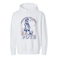 Childless Cat Ladies Vote Retro Election 2024 Usa Garment-Dyed Fleece Hoodie