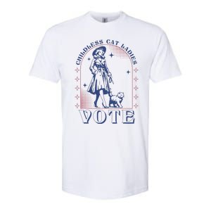 Childless Cat Ladies Vote Retro Election 2024 Usa Softstyle CVC T-Shirt