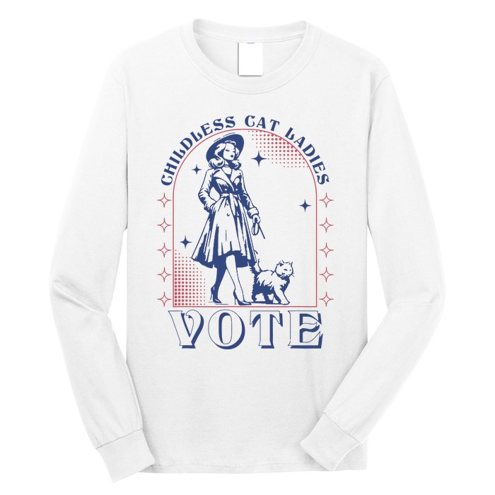 Childless Cat Ladies Vote Retro Election 2024 Usa Long Sleeve Shirt