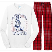 Childless Cat Ladies Vote Retro Election 2024 Usa Long Sleeve Pajama Set