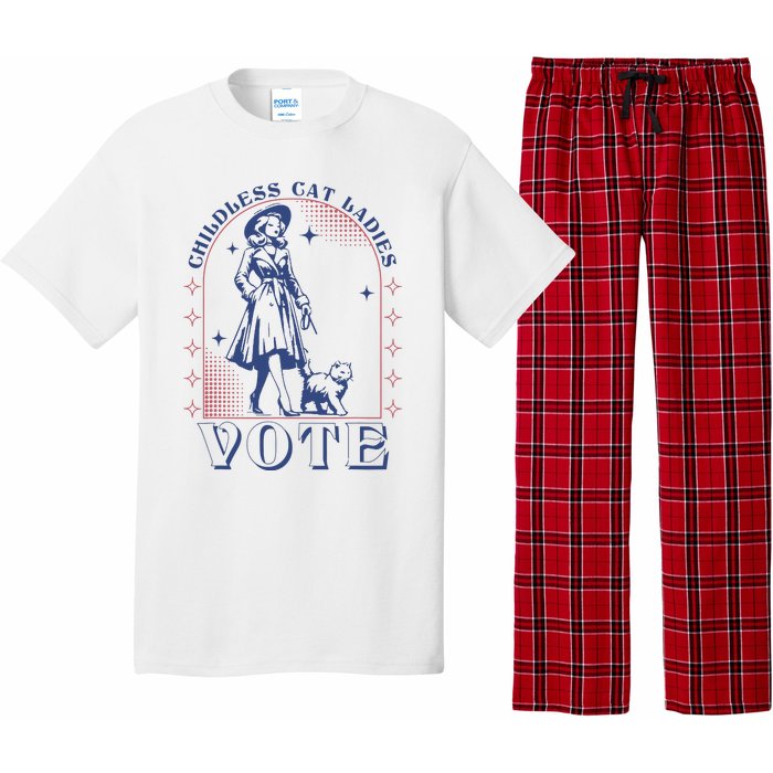 Childless Cat Ladies Vote Retro Election 2024 Usa Pajama Set