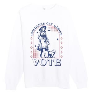 Childless Cat Ladies Vote Retro Election 2024 Usa Premium Crewneck Sweatshirt