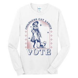 Childless Cat Ladies Vote Retro Election 2024 Usa Tall Long Sleeve T-Shirt