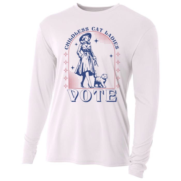 Childless Cat Ladies Vote Retro Election 2024 Usa Cooling Performance Long Sleeve Crew