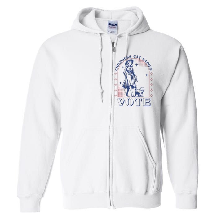 Childless Cat Ladies Vote Retro Election 2024 Usa Full Zip Hoodie