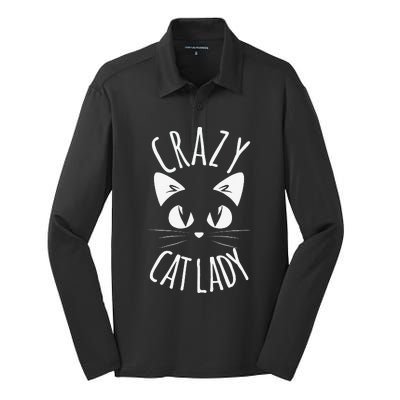 CRAZY CAT LADY Funny Fur Mom Mothers Day Christmas Birthday Silk Touch Performance Long Sleeve Polo