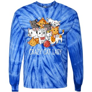 Crazy Cat Lady Funny Kitty Kitten Animal Lover Tie-Dye Long Sleeve Shirt