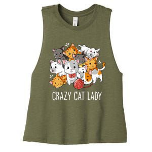 Crazy Cat Lady Funny Kitty Kitten Animal Lover Women's Racerback Cropped Tank