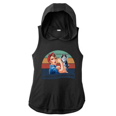 Childless Cat Ladies Vote Rosie The Riveter Vintage Ladies PosiCharge Tri-Blend Wicking Draft Hoodie Tank