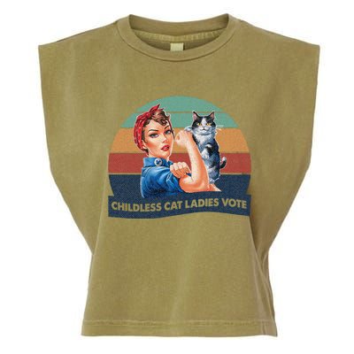 Childless Cat Ladies Vote Rosie The Riveter Vintage Garment-Dyed Women's Muscle Tee