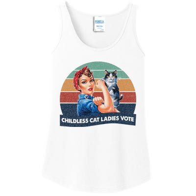 Childless Cat Ladies Vote Rosie The Riveter Vintage Ladies Essential Tank