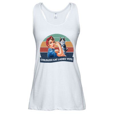 Childless Cat Ladies Vote Rosie The Riveter Vintage Ladies Essential Flowy Tank