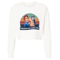 Childless Cat Ladies Vote Rosie The Riveter Vintage Cropped Pullover Crew