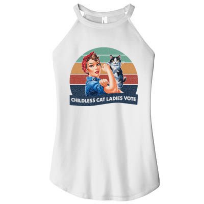 Childless Cat Ladies Vote Rosie The Riveter Vintage Women's Perfect Tri Rocker Tank