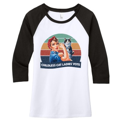 Childless Cat Ladies Vote Rosie The Riveter Vintage Women's Tri-Blend 3/4-Sleeve Raglan Shirt