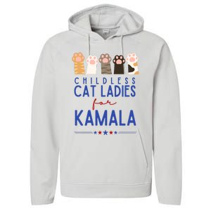 Childless Cat Ladies For Kamala Performance Fleece Hoodie