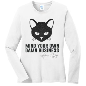 Childless Cat Lady Mind Your Own D Mn Business Kamala Walz Ladies Long Sleeve Shirt