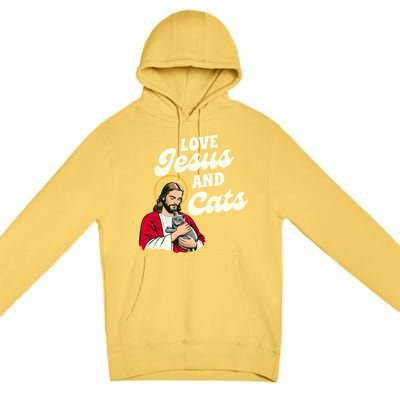 Christian Cat Lover Cat Mom Fur Mama Love Jesus & Cats Premium Pullover Hoodie