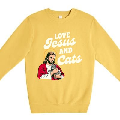 Christian Cat Lover Cat Mom Fur Mama Love Jesus & Cats Premium Crewneck Sweatshirt