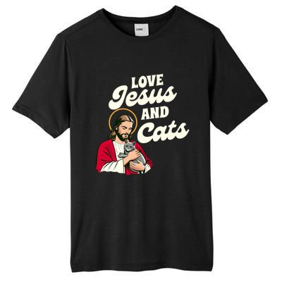 Christian Cat Lover Cat Mom Fur Mama Love Jesus & Cats Tall Fusion ChromaSoft Performance T-Shirt