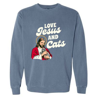 Christian Cat Lover Cat Mom Fur Mama Love Jesus & Cats Garment-Dyed Sweatshirt