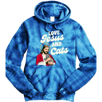 Christian Cat Lover Cat Mom Fur Mama Love Jesus & Cats Tie Dye Hoodie