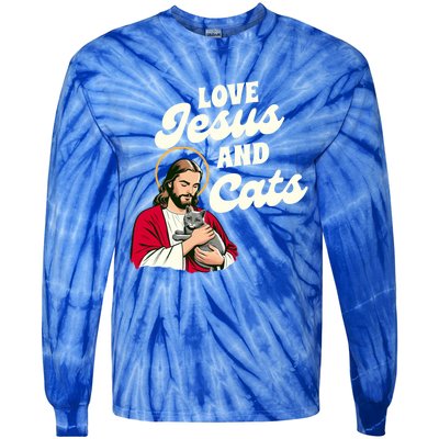 Christian Cat Lover Cat Mom Fur Mama Love Jesus & Cats Tie-Dye Long Sleeve Shirt