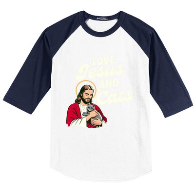 Christian Cat Lover Cat Mom Fur Mama Love Jesus & Cats Baseball Sleeve Shirt