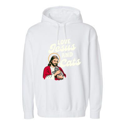 Christian Cat Lover Cat Mom Fur Mama Love Jesus & Cats Garment-Dyed Fleece Hoodie