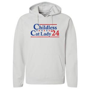 Childless Cat Lady Kamala Performance Fleece Hoodie