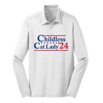 Childless Cat Lady Kamala Silk Touch Performance Long Sleeve Polo