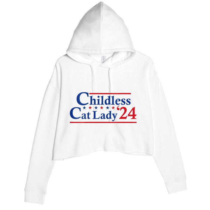 Childless Cat Lady Kamala Crop Fleece Hoodie