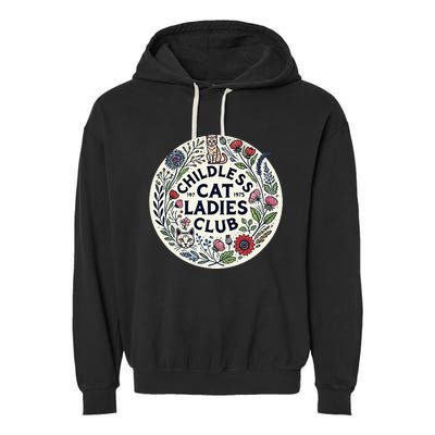 Childless Cat Ladies Club Illustration Cat Person Artwork Garment-Dyed Fleece Hoodie