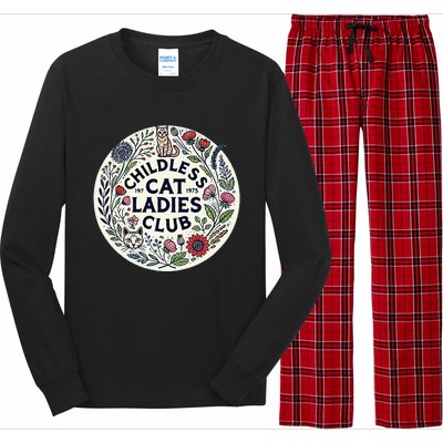 Childless Cat Ladies Club Illustration Cat Person Artwork Long Sleeve Pajama Set