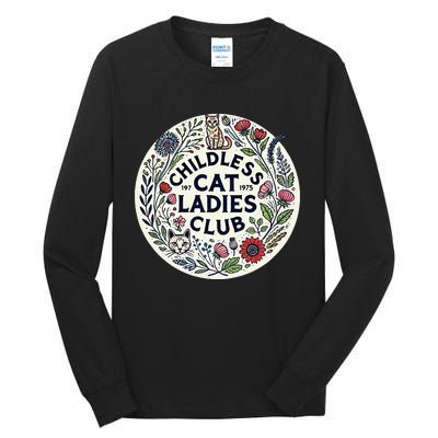 Childless Cat Ladies Club Illustration Cat Person Artwork Tall Long Sleeve T-Shirt