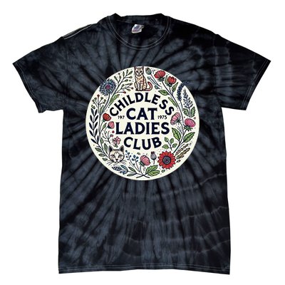 Childless Cat Ladies Club Illustration Cat Person Artwork Tie-Dye T-Shirt