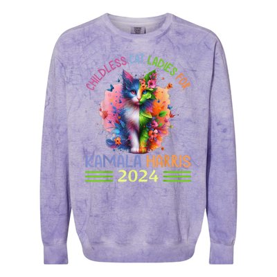 Childless Cat Ladies For Kamala Harris Colorblast Crewneck Sweatshirt