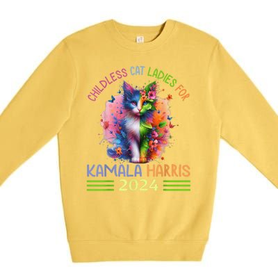 Childless Cat Ladies For Kamala Harris Premium Crewneck Sweatshirt