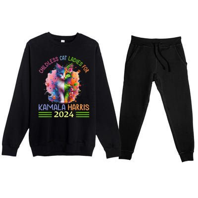 Childless Cat Ladies For Kamala Harris Premium Crewneck Sweatsuit Set