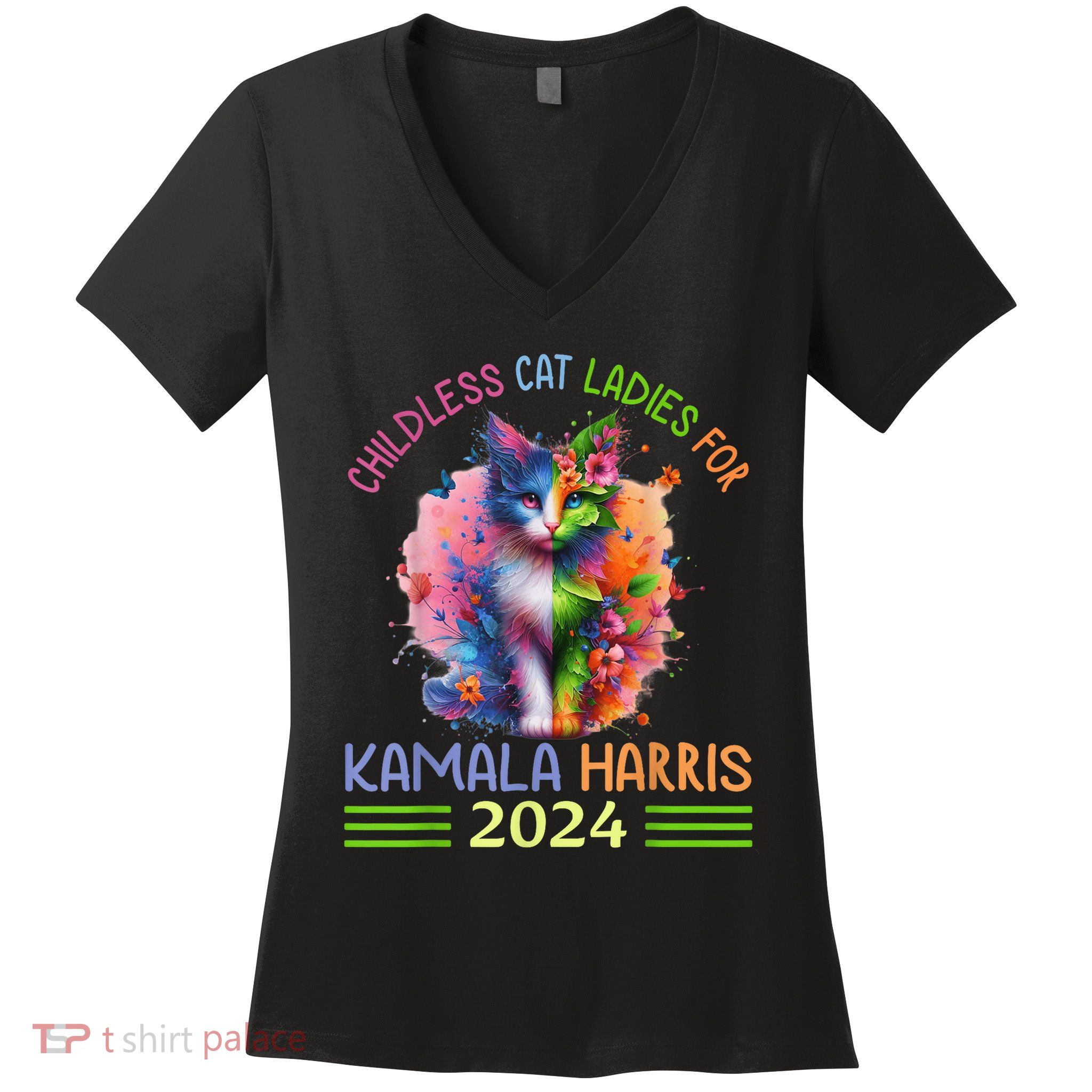 Childless Cat Ladies For Kamala Harris Women's V-Neck T-Shirt